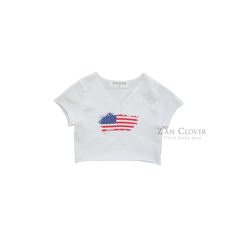 Zan Clover - Korean Children Fashion - #stylishchildhood - USA Flag Crop Tee - 3
