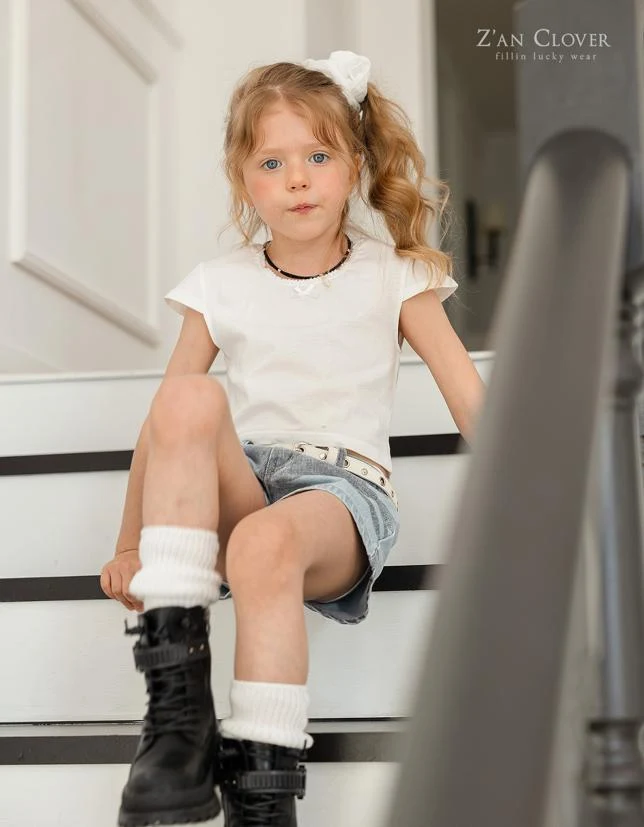 Zan Clover - Korean Children Fashion - #stylishchildhood - Plain Ribbon Tee - 8