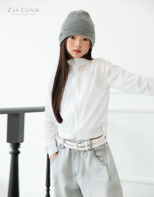 Zan Clover - Korean Children Fashion - #toddlerclothing - See-Through Cross Zip-Up - 4