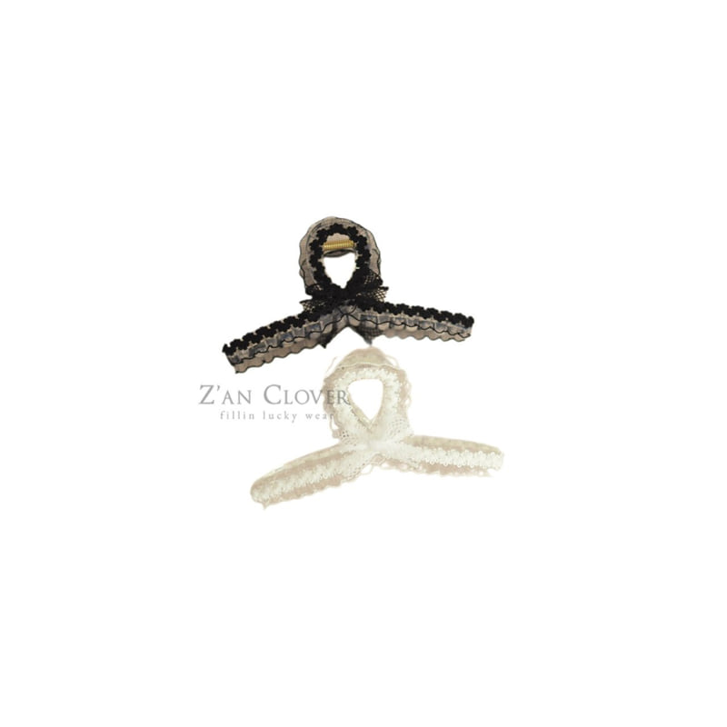 Zan Clover - Korean Children Fashion - #todddlerfashion - Lace Ribbon Hair Clip - 2