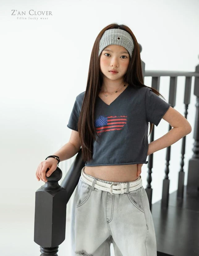 Zan Clover - Korean Children Fashion - #todddlerfashion - USA Flag Crop Tee - 11