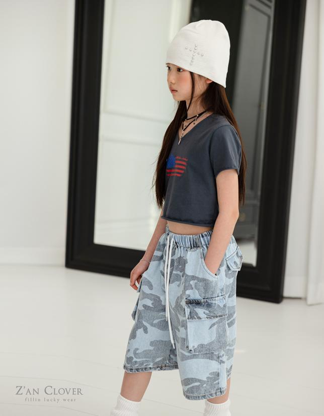 Zan Clover - Korean Children Fashion - #todddlerfashion - Cargo Camo Denim Bermuda Shorts - 8