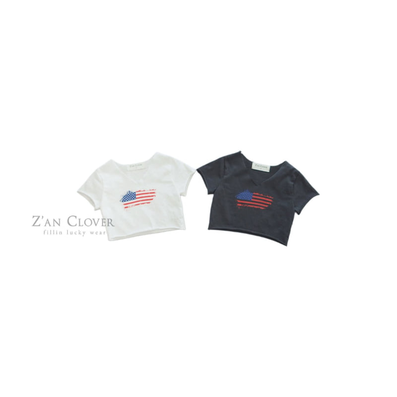 Zan Clover - Korean Children Fashion - #toddlerclothing - USA Flag Crop Tee - 2