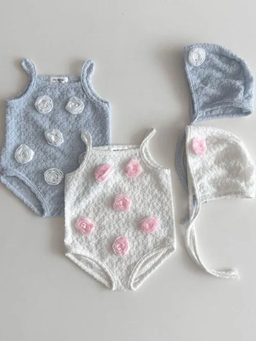 Corsage Swimsuit Set (with Hat)