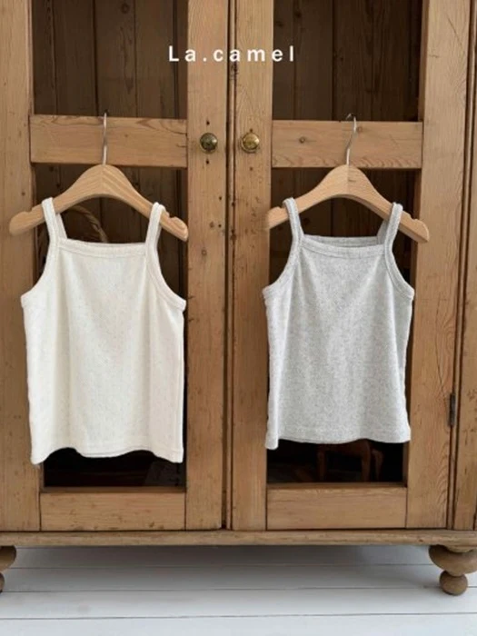 Vanilla Eyelet Binding Sleeveless Tee