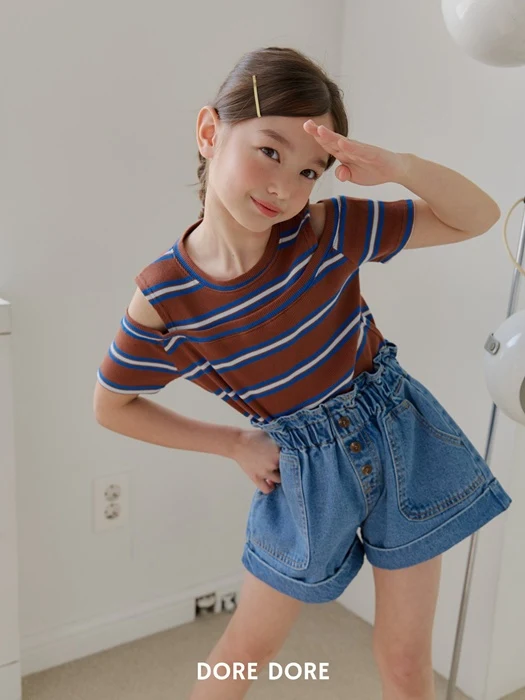 Stripe Shoulder Cut-Out Tee Stripe Shoulder Cut-Out Tee