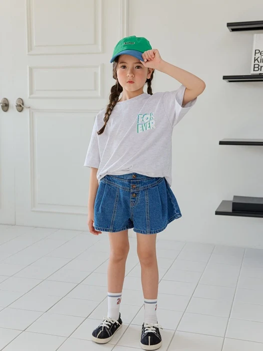 Button Denim Shorts