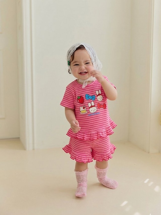 (Bebe) Stripe Frill Set