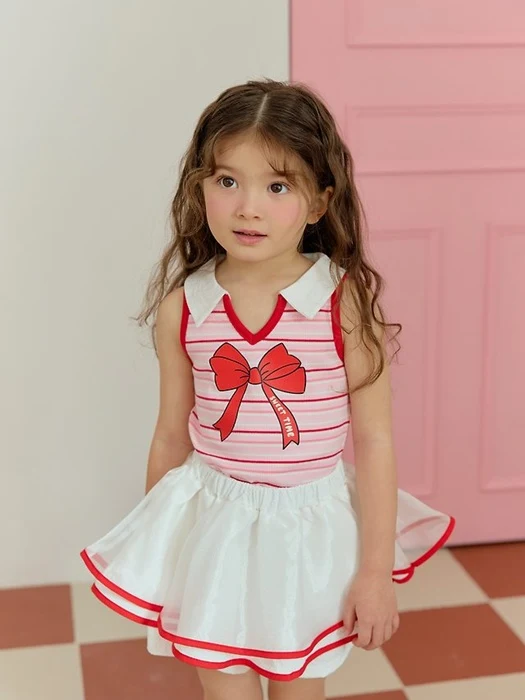 Collar Ribbon Sleeveless Top
