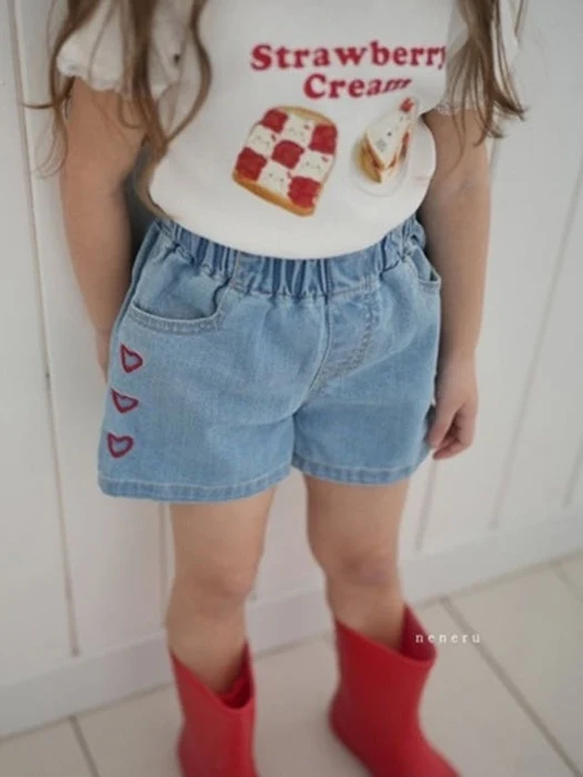 Heart Denim Shorts
