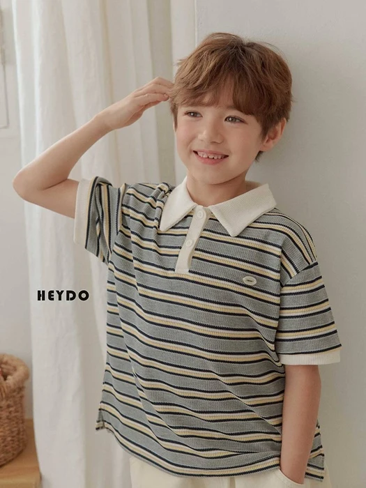 Waffle Stripe Collar Tee