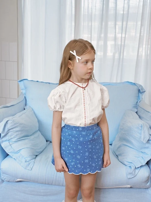 Ribbon Denim Scallop Skirt Ribbon Denim Scallop Skirt