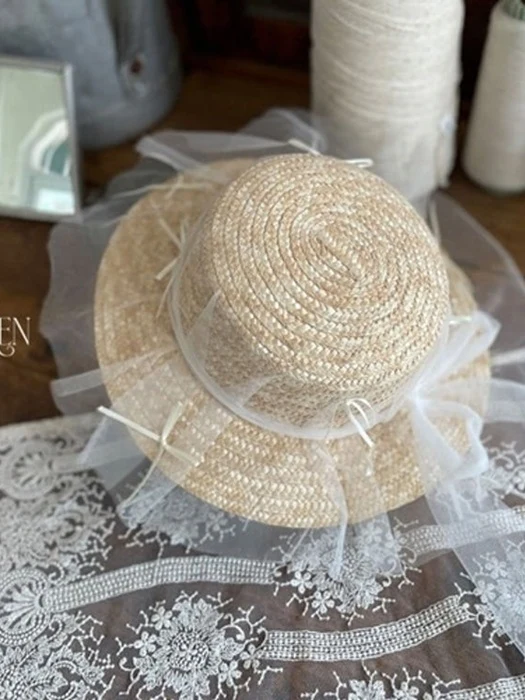 Solenne Tulle Raffia Hat