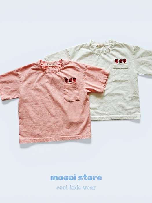 Strawberry Pocket Embroidered Tee