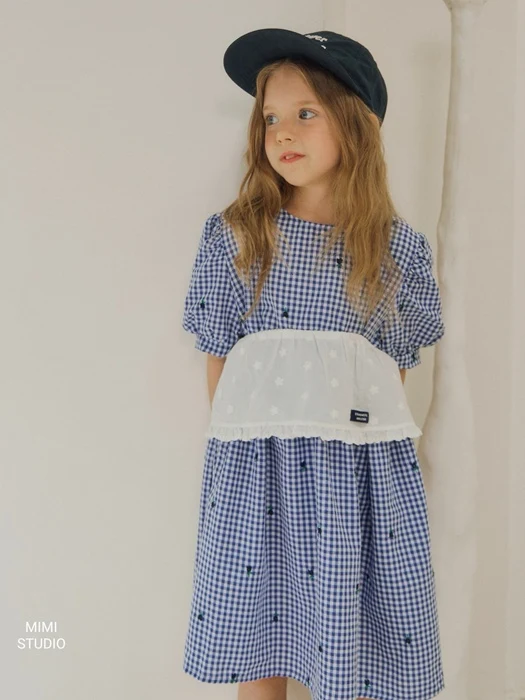 Check Embroidery One-piece
