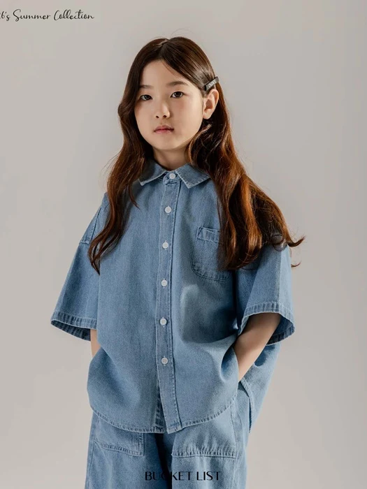 Basic Denim Short Sleeve Shirt Basic Denim Short Sleeve Shirt