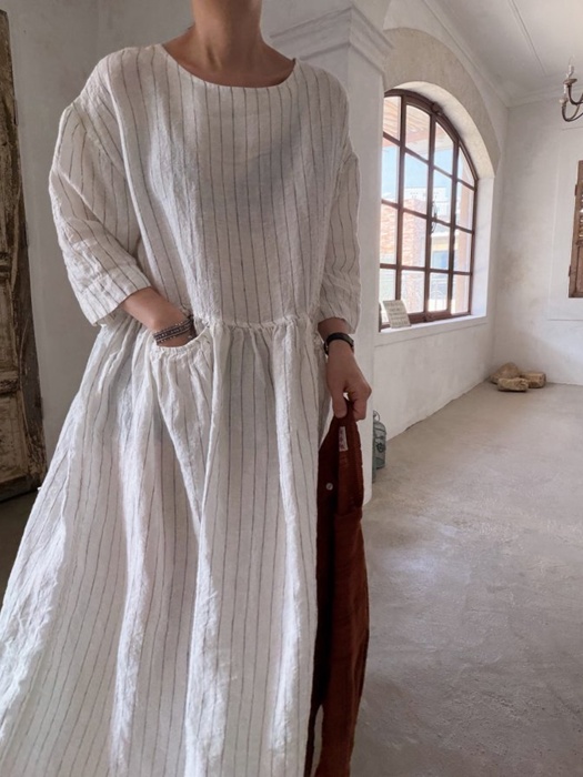 Linen Striped One-piece Linen Striped One-piece