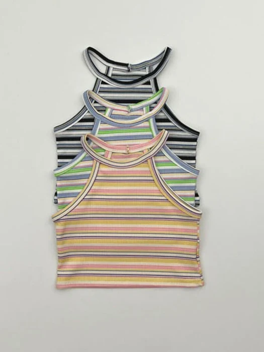 Colored Pencil Halter Neck Sleeveless Tee Colored Pencil Halter Neck Sleeveless Tee