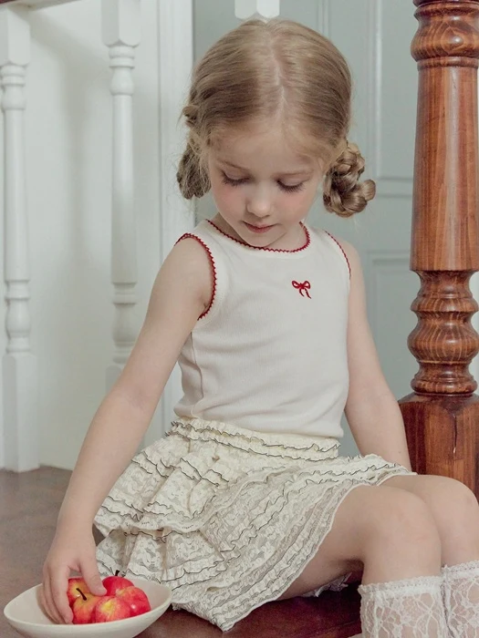 Ribbon Embroidered Sleeveless Tee
