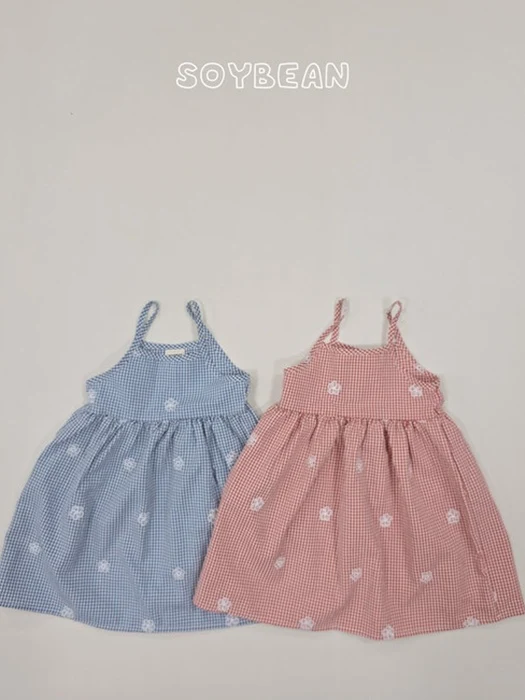 Flower Check Strap One-piece