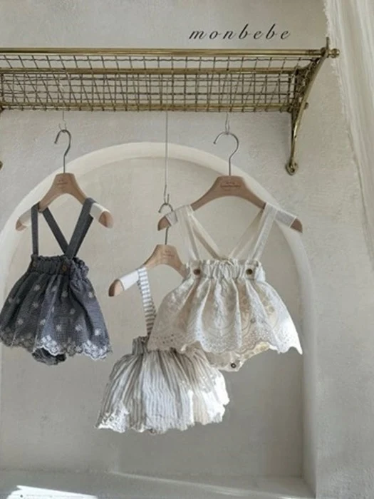 Embroidered Suspender Skirt Bloomer