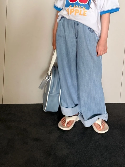 Linen Wide Denim Pants
