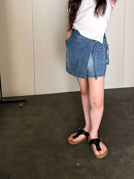 Wrap Denim Skort