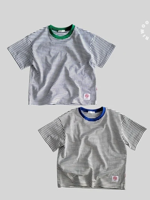 Thin Stripe Patch Short Sleeve Tee