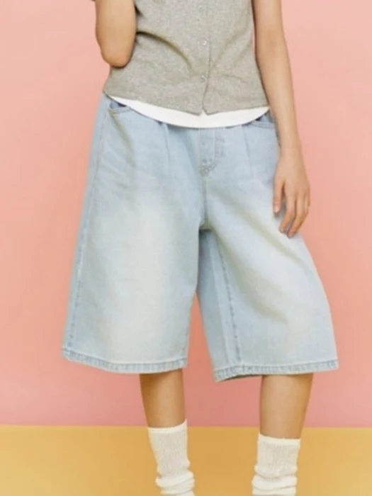 Wide Bermuda Denim Pants