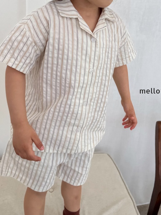 Stripe Open Shirt Set Stripe Open Shirt Set