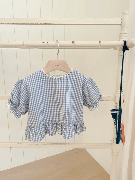 Check Back Button Blouse