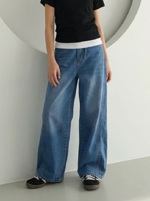 Line Wide Denim Pants