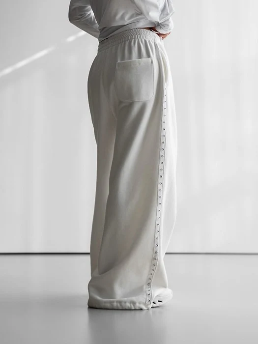 Oversized Eyelet Line Detail Sweat Wide Trousers