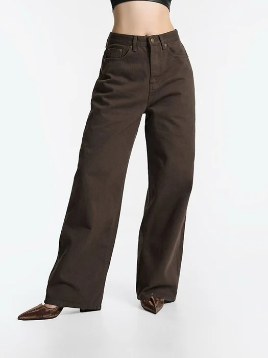 Color Point Wide Cotton Twill Trousers