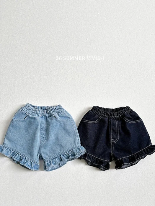 Frill Non-Fade Denim Shorts