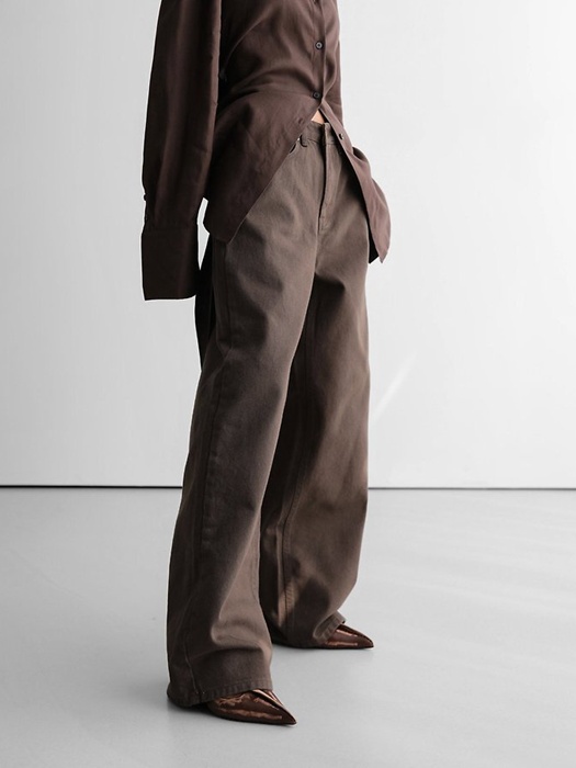 Color Point Wide Cotton Twill Trousers Color Point Wide Cotton Twill Trousers