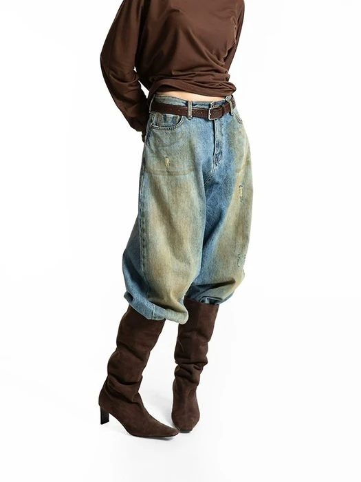 Dusty Mud Washed Wide Denim Trousers Dusty Mud Washed Wide Denim Trousers