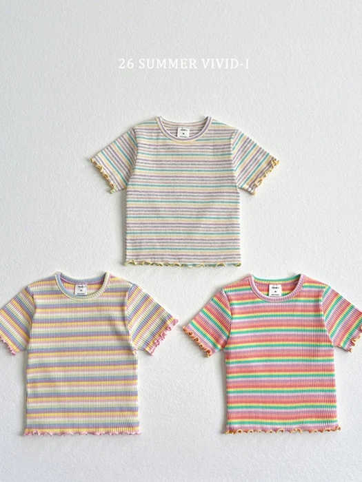 Rainbow Ribbed Frill Tee