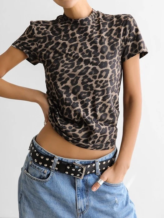 Slim-Fit Leopard Print Tee