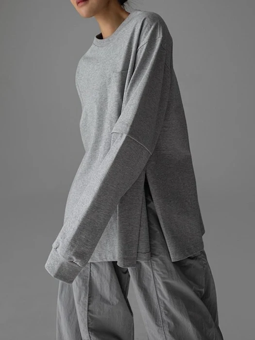 Layered Sleeve Side Slit Tee