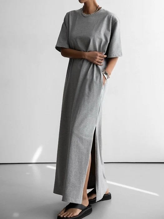 One Side Slit Detail Oversized Maxi Dress