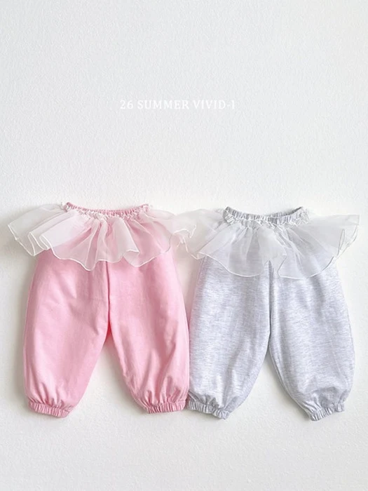 Summer Frill Chiffon Jogger Pants