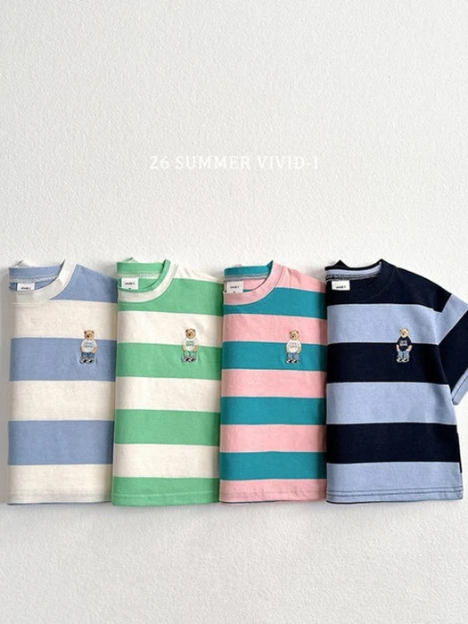 Big Stripe Bear Embroidery Tee Big Stripe Bear Embroidery Tee