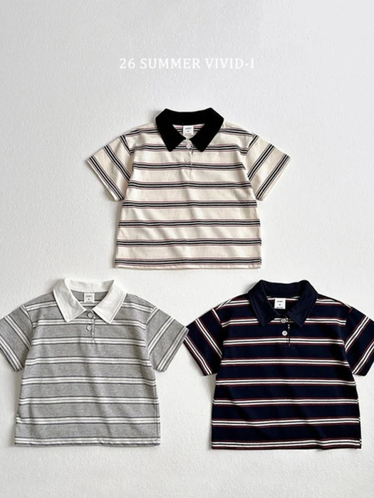 Multi Collar Striped Short Sleeve Multi Collar Striped Short Sleeve