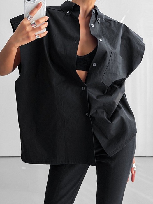 Oversized Square Sleeveless Shirt Oversized Square Sleeveless Shirt