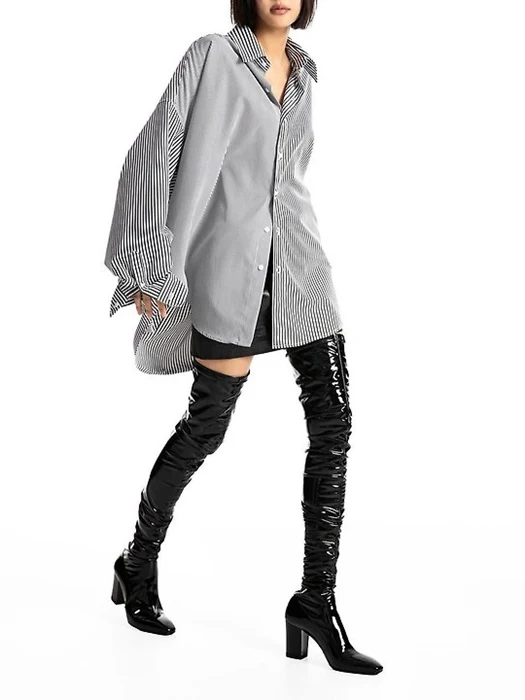 Oversized Striped Combi Button Down Shirt Oversized Striped Combi Button Down Shirt