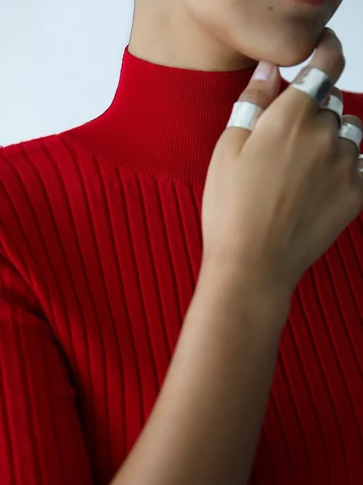 Classic Ribbed Half Turtleneck Knit Top