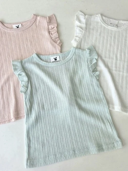 Ribbed Frill Sleeveless Tee
