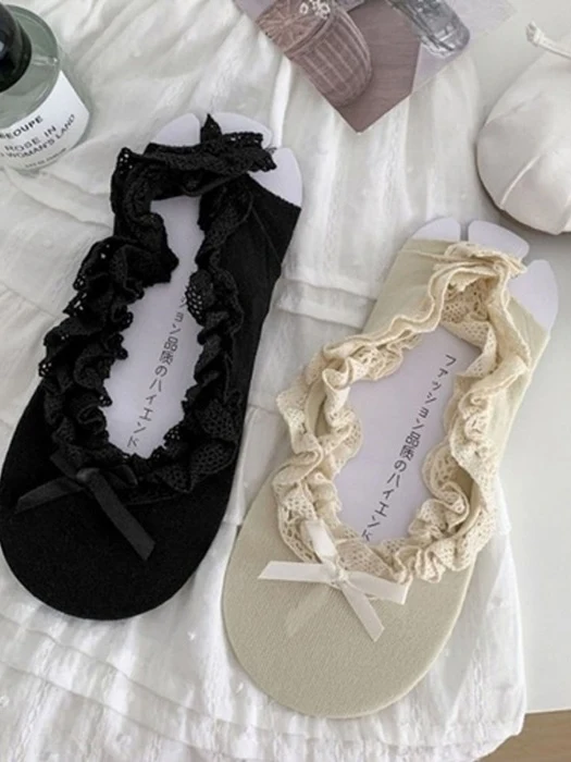 Ballet Ribbon No-Show Socks