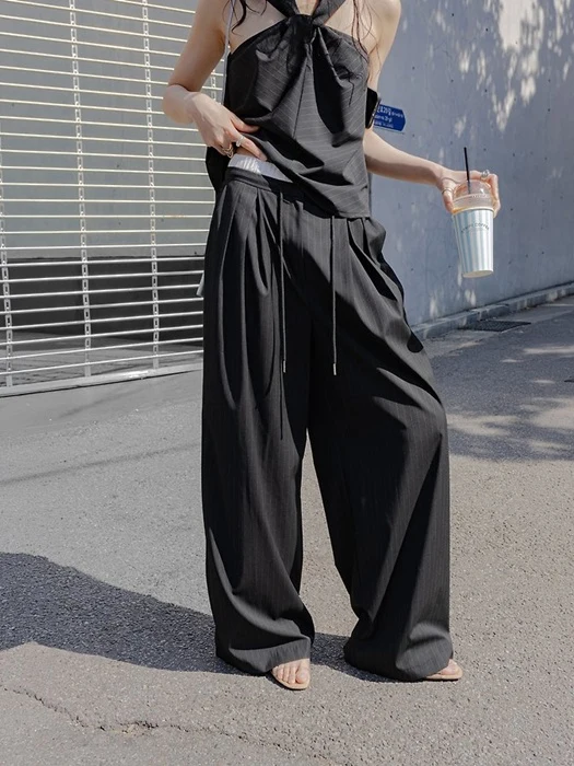 Pinstripe Double -Waist Pants